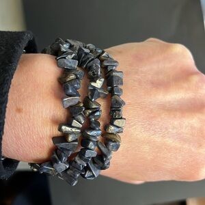 Sodalite Stone chip stretch bracelet bundle